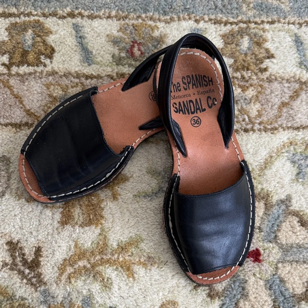 Black Leather Sandals - Picture 1 of 7